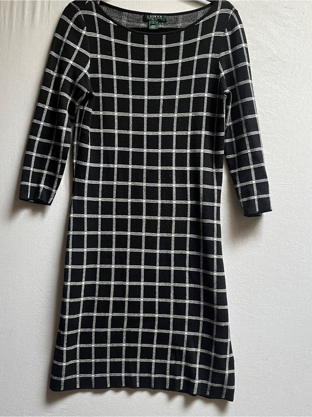 Lauren Ralph Lauren Windowpane Knit Dress M